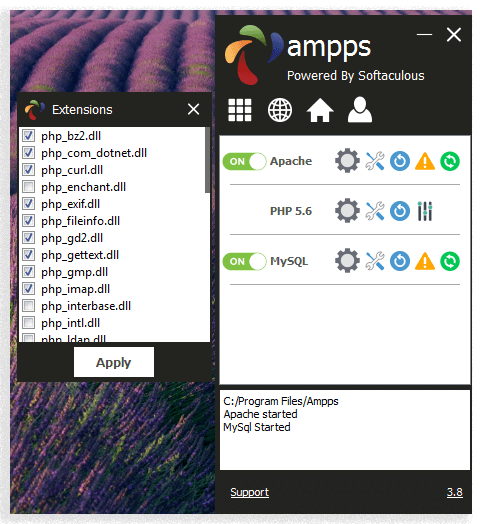 Моули PHP веб сервера AMPPS