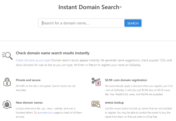 Генератор доменного имени Instant Domain Search