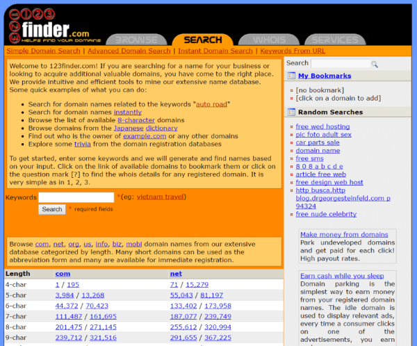 Генератор доменных имен 123 Finder